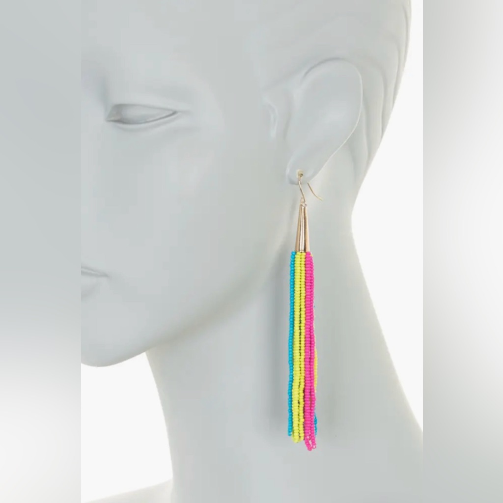 Beaded Fringe Drop Earrings - Tasha (Nwt)